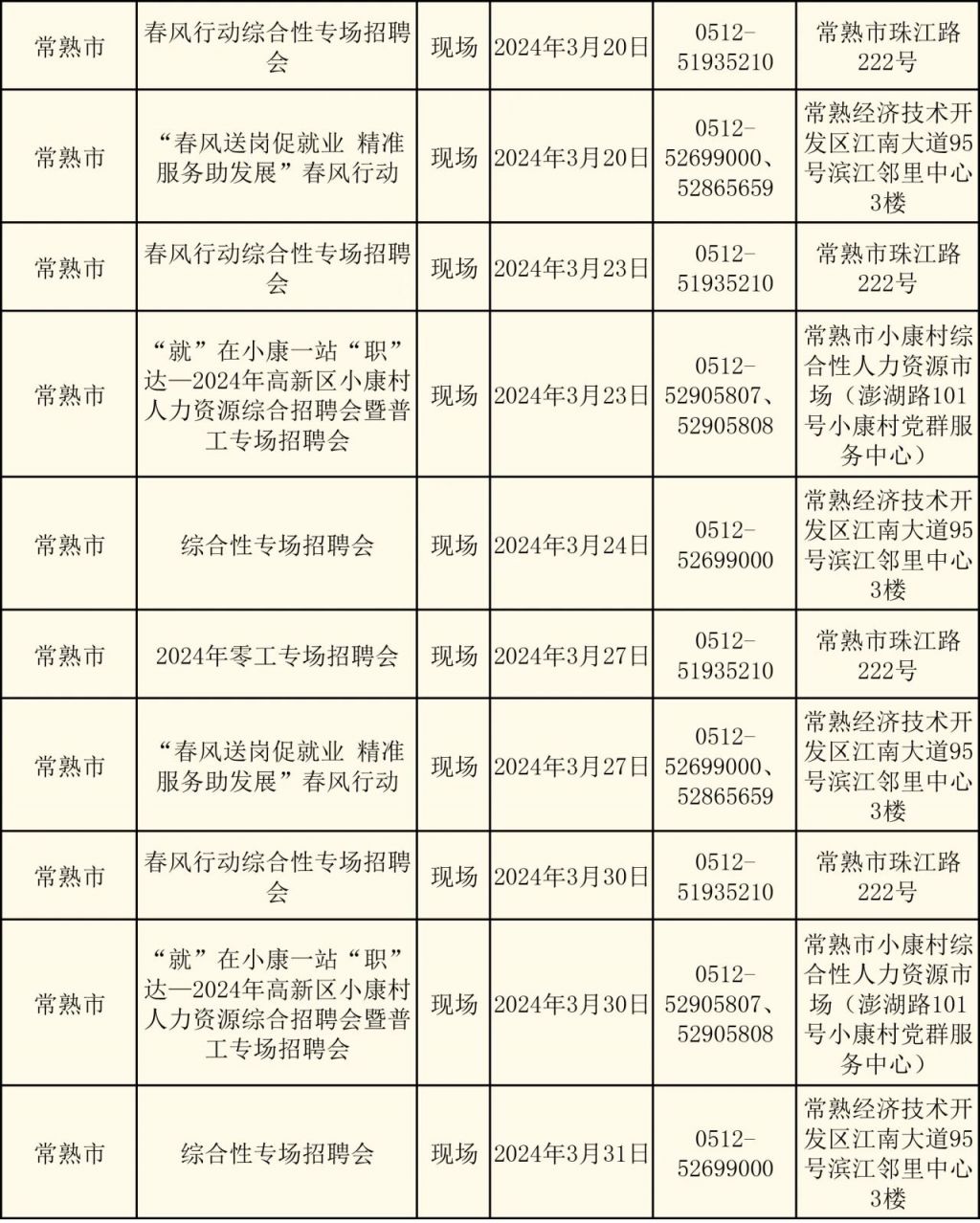 2024年苏州市“春风行动”招聘会：时间、地点及详情