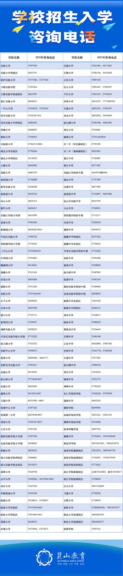 2025昆山义务教育学校秋季新生入学报名