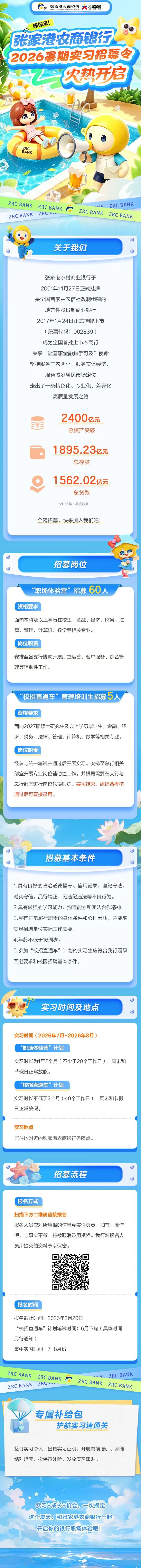 张家港农商银行2026暑期实习招募火热开启