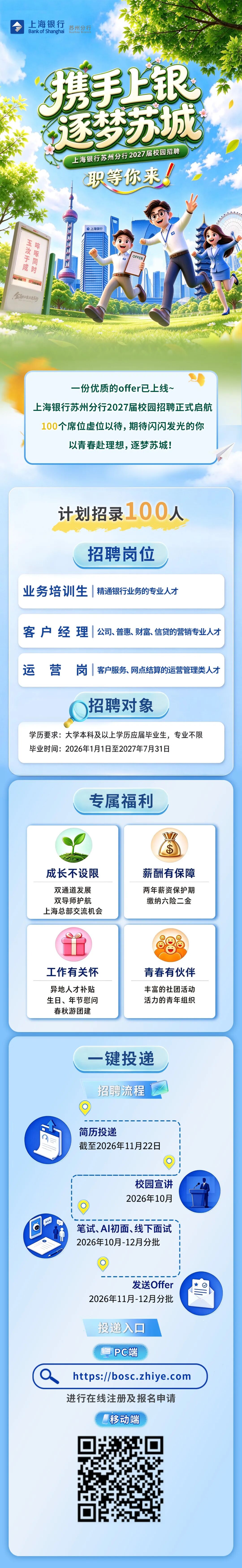 上海银行苏州分行2027届校园招聘全面启动